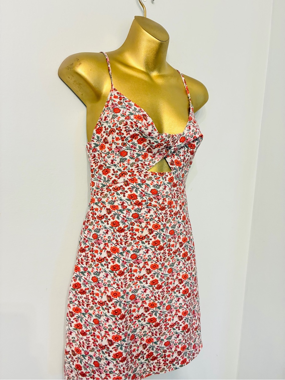 Abercrombie & Fitch Floral Cutout Mini Dress Size Small Cottagecore Sundress - Picture 3 of 5